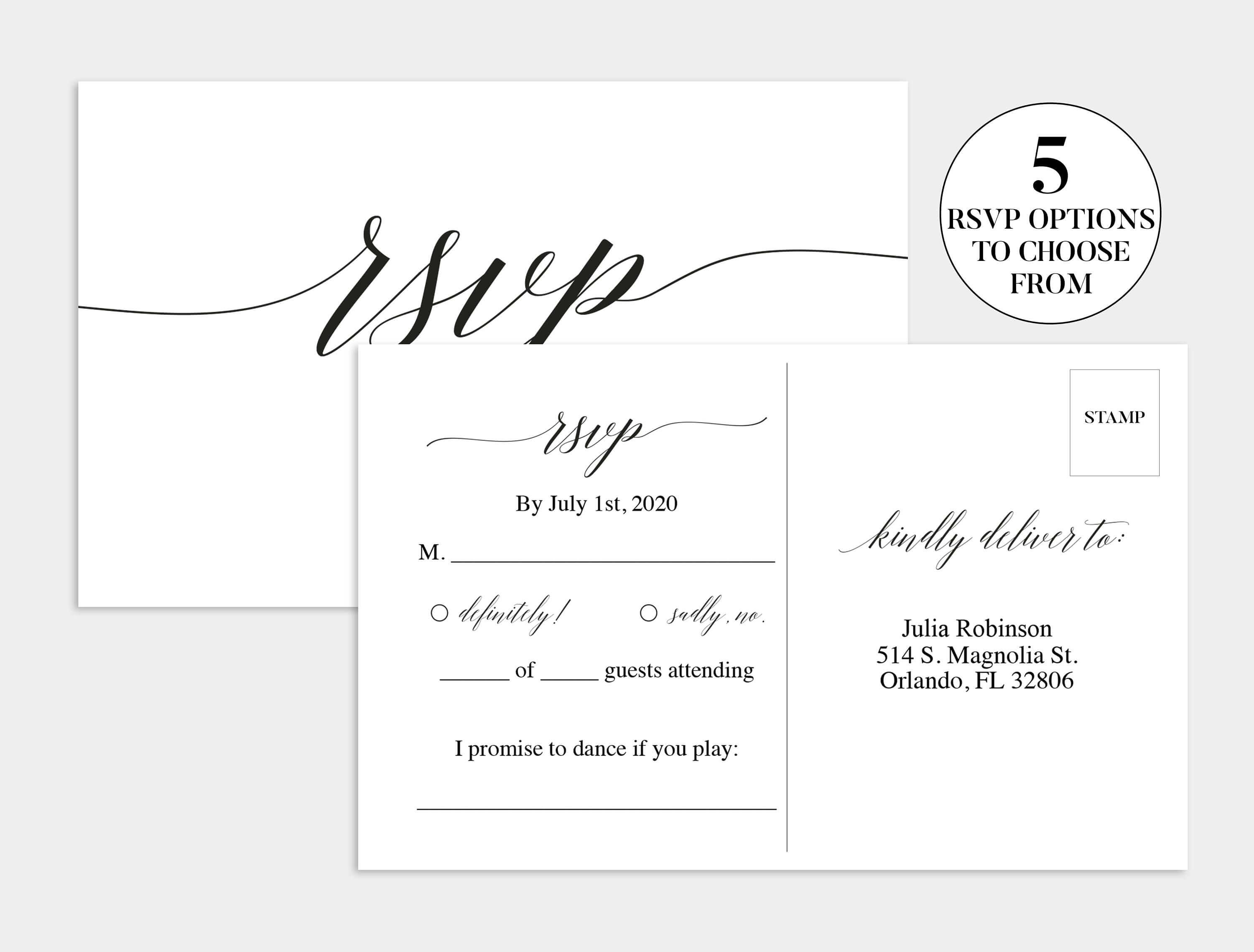 Wedding Rsvp Card | Wedding Rsvp Template | Wedding Rsvp for Template For Rsvp Cards For Wedding