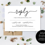 Wedding Rsvp Cards, Wedding Reply Attendance Acceptance Cards, Rsvp  Template Printable Editable Wedding Postcard Download Simple Rsvp Insert In Acceptance Card Template