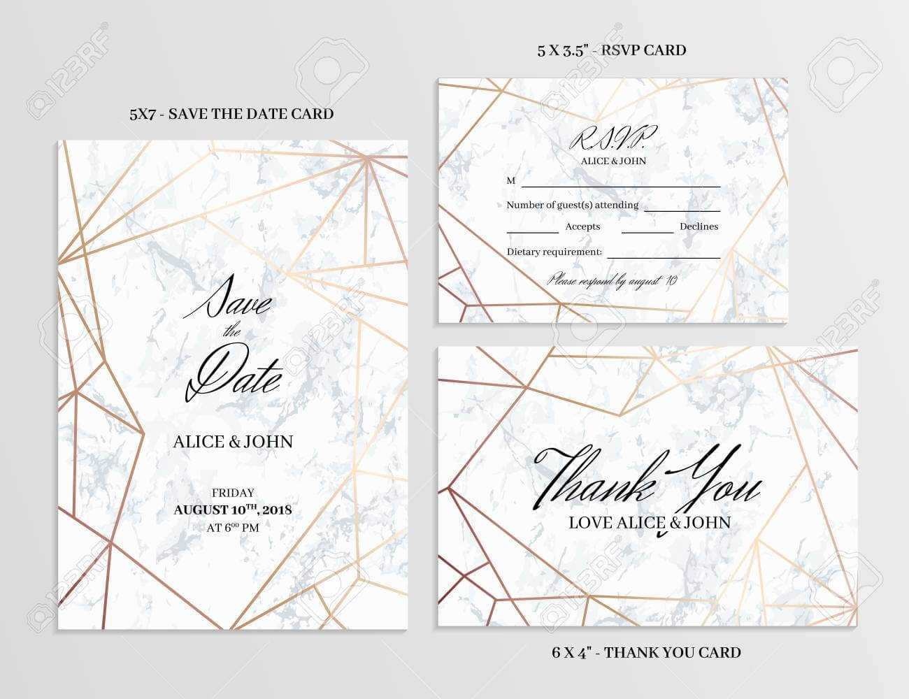 Wedding Set. Save The Date, Thank You And R.s.v.p. Cards Template.. Regarding Template For Rsvp Cards For Wedding