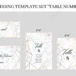 Wedding Template Set Table Number Cards. White Marble Background.. regarding Table Number Cards Template