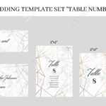 Wedding Template Set Table Number Cards. White Marble Background.. Regarding Table Number Cards Template