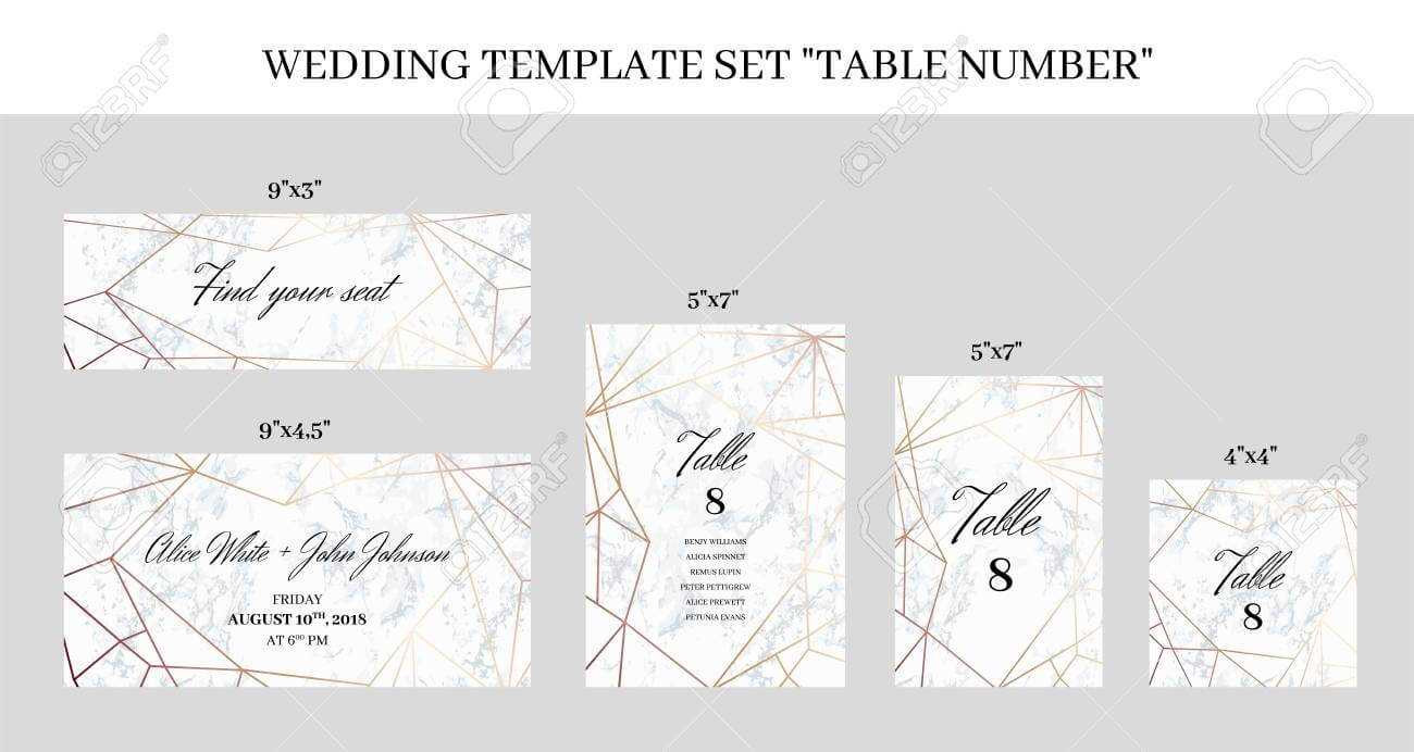 Wedding Template Set Table Number Cards. White Marble Background.. Regarding Table Number Cards Template