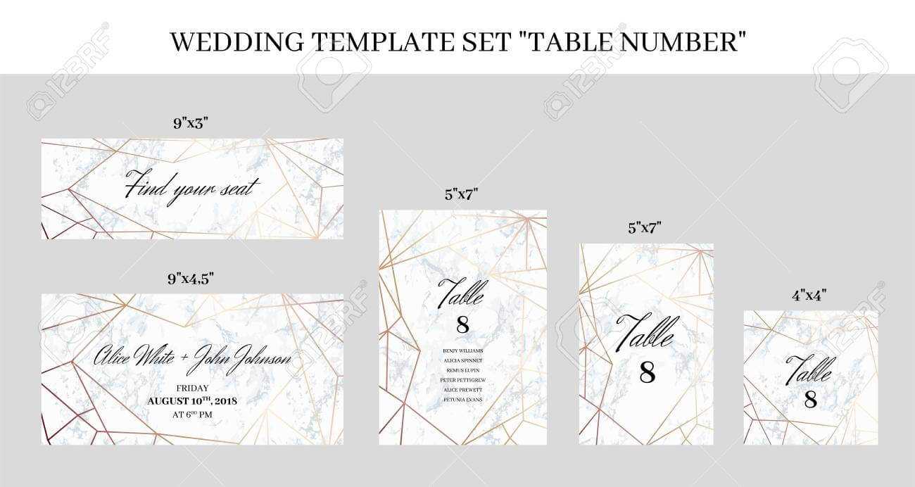 Wedding Template Set Table Number Cards. White Marble Background.. Regarding Table Number Cards Template