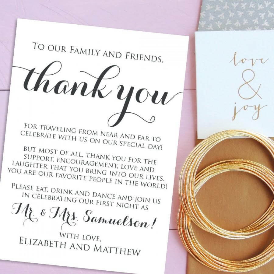Wedding Thank You Cards, Welcome Letter Printable, Wedding Within Template For Wedding Thank You Cards