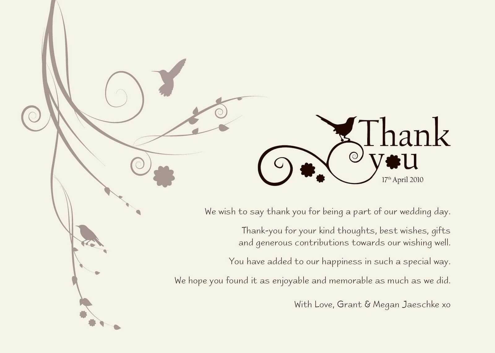 Wedding Thank You Templates Free | Standard Greeting Card Pertaining To Template For Wedding Thank You Cards