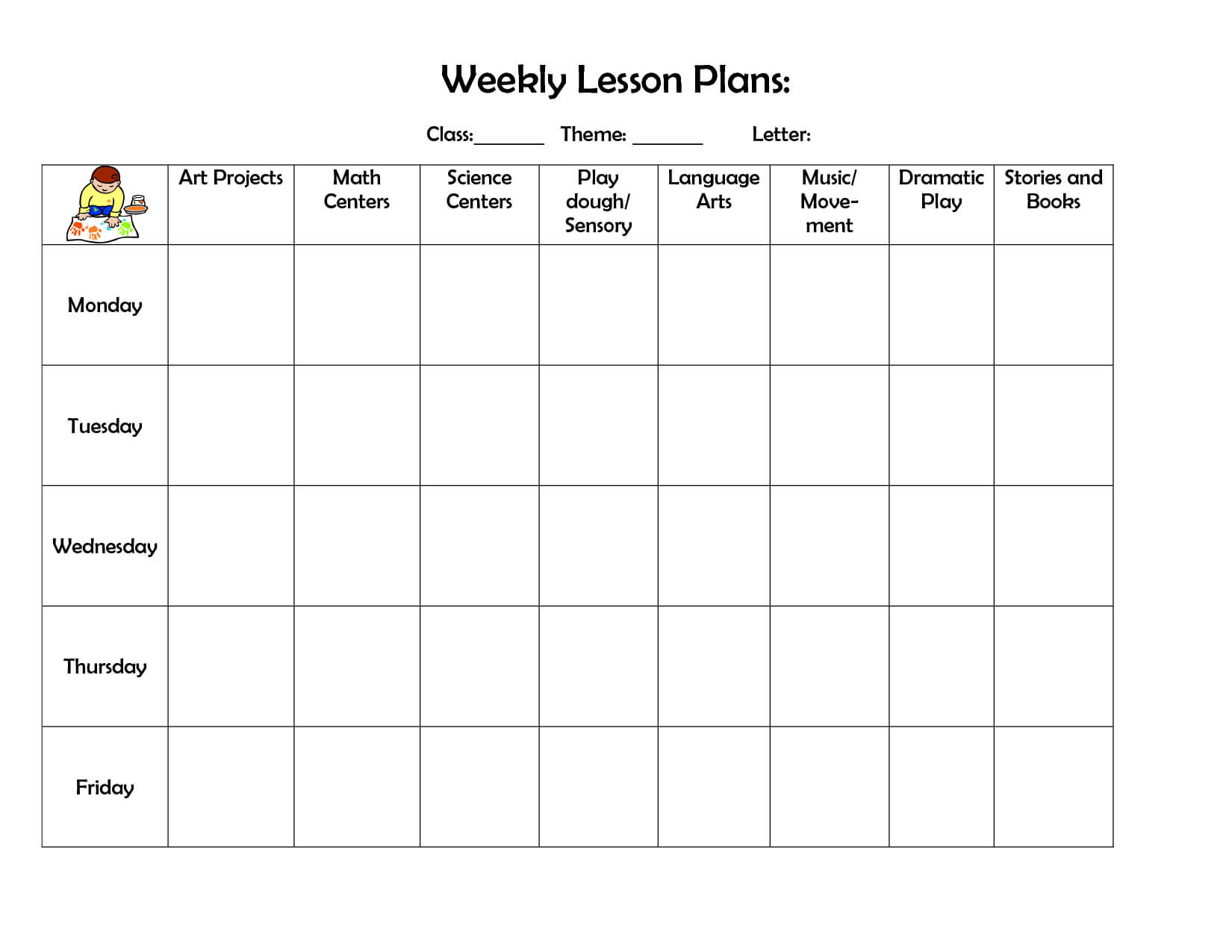 Weekly Lesson Plan | Lesson Plan Template | Preschool Lesson Regarding Blank Preschool Lesson Plan Template