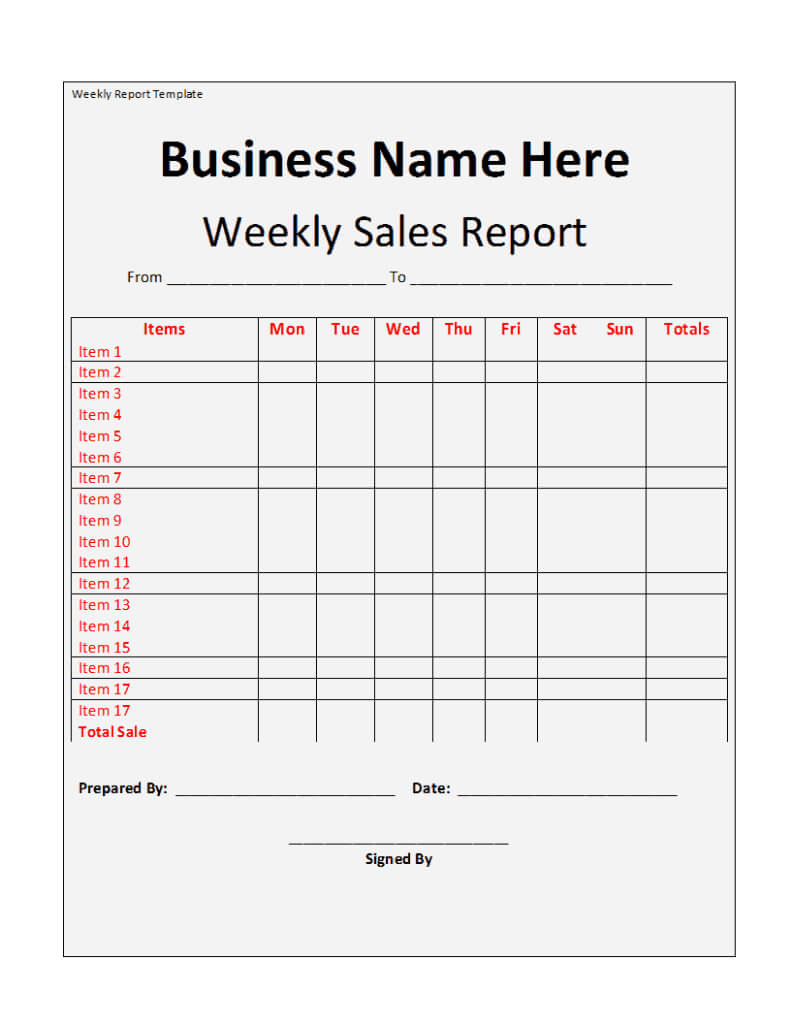 Weekly Marketing Report Template – Word – Excel – Pdf Formats Pertaining To Marketing Weekly Report Template