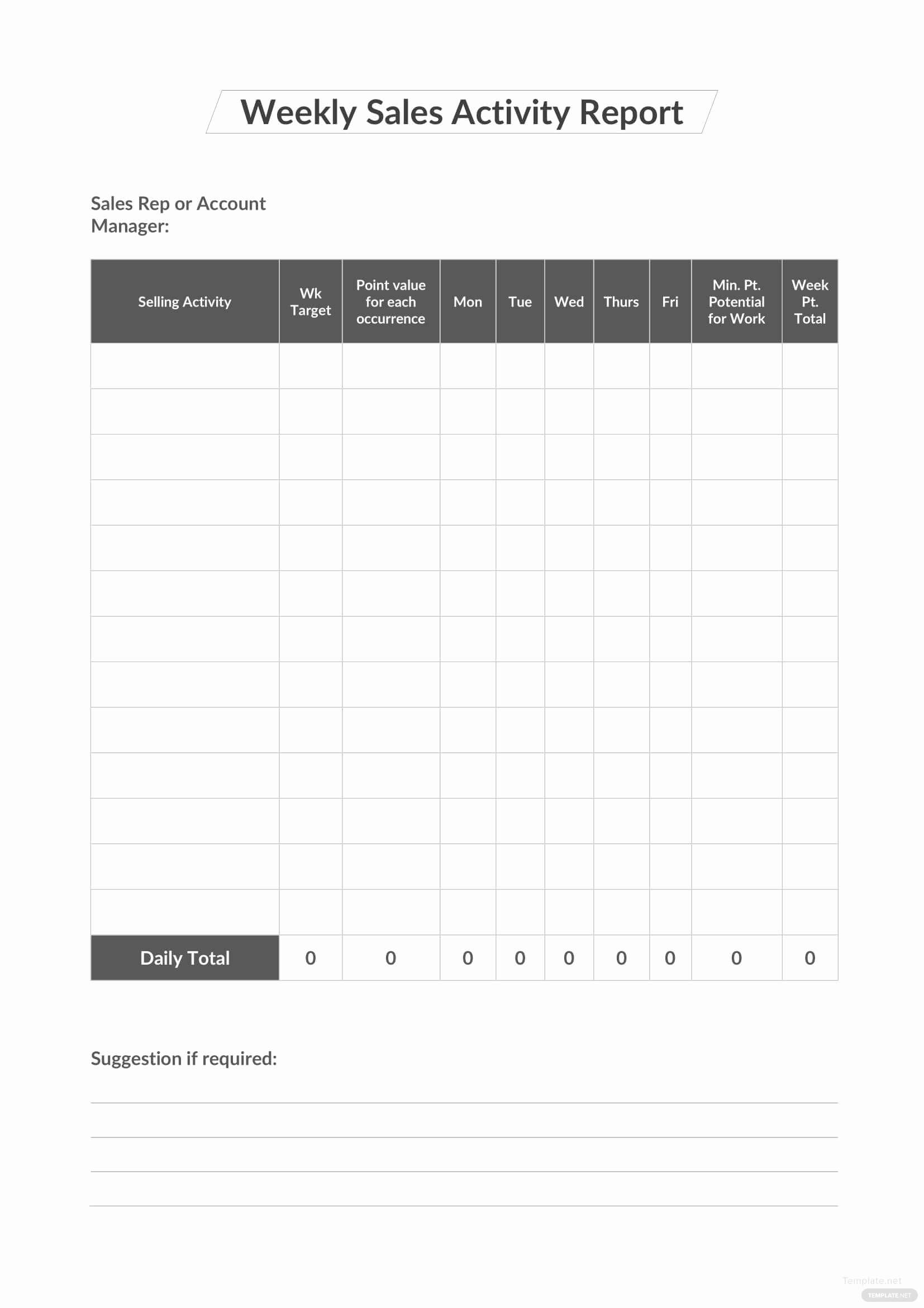 Weekly Sales Report Template Best Of Templates In Word Free Throughout Sales Rep Visit Report Template
