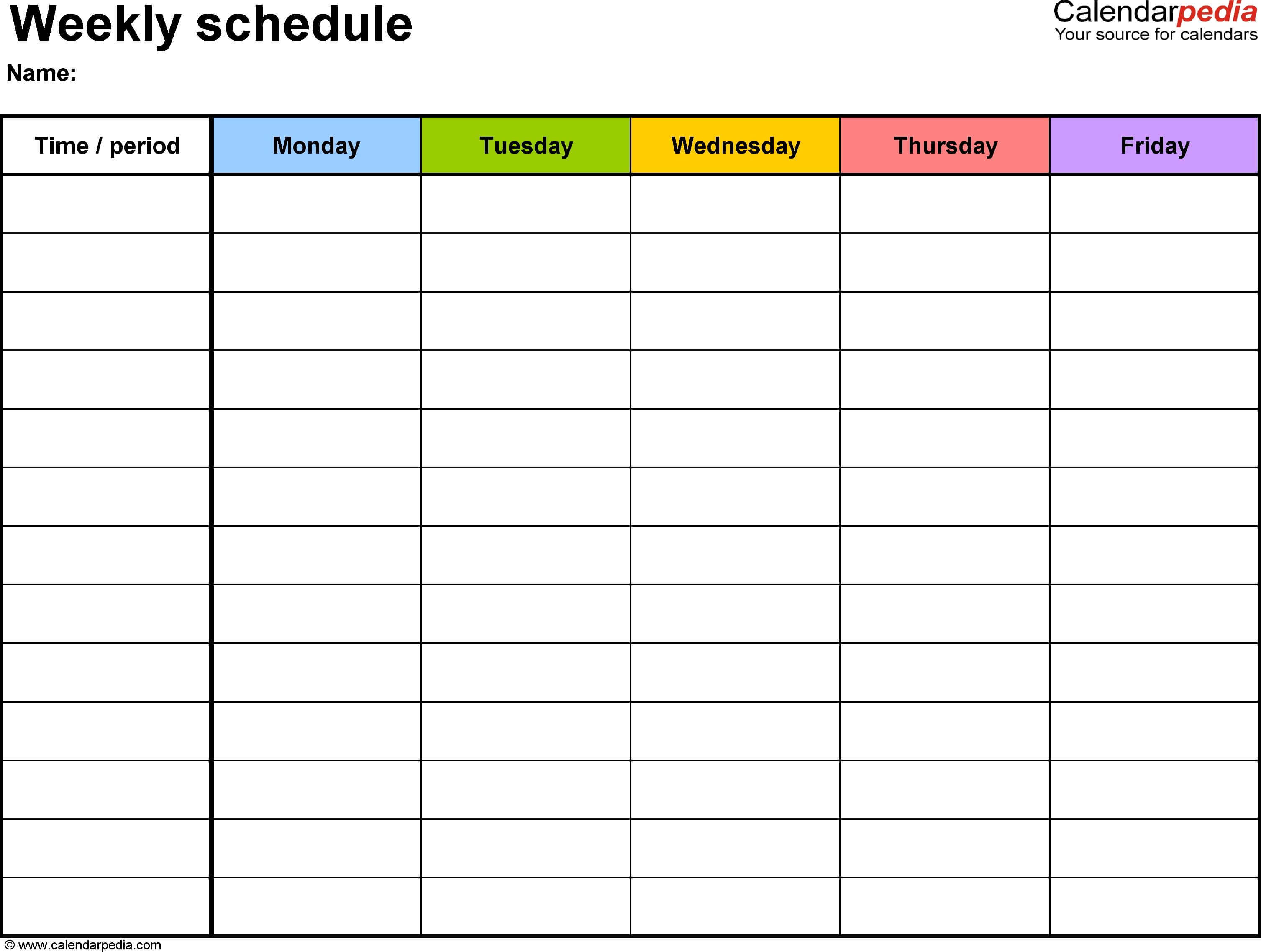 Weekly Schedule Template For Word Ver Free For Blank Revision Timetable Template