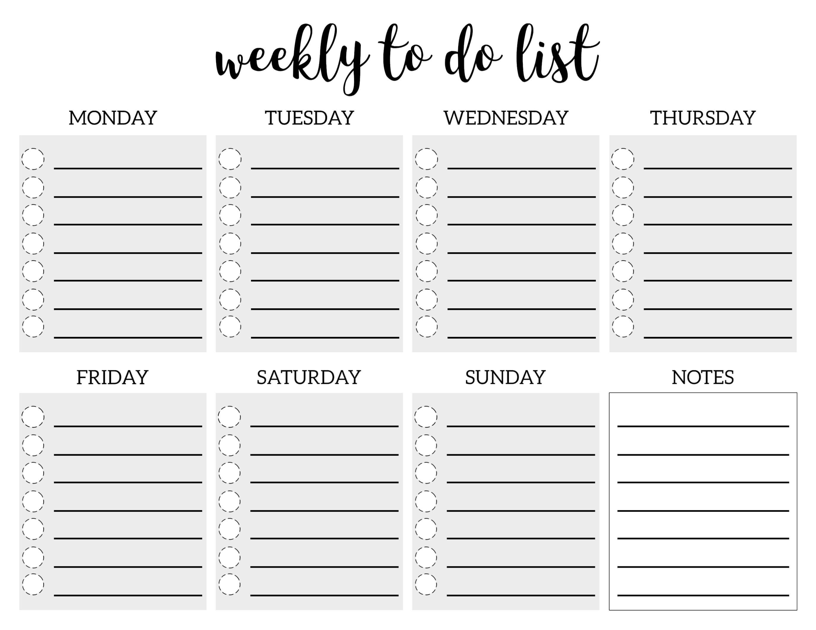 Weekly To Do List Printable Checklist Template Paper Trail Regarding Blank To Do List Template