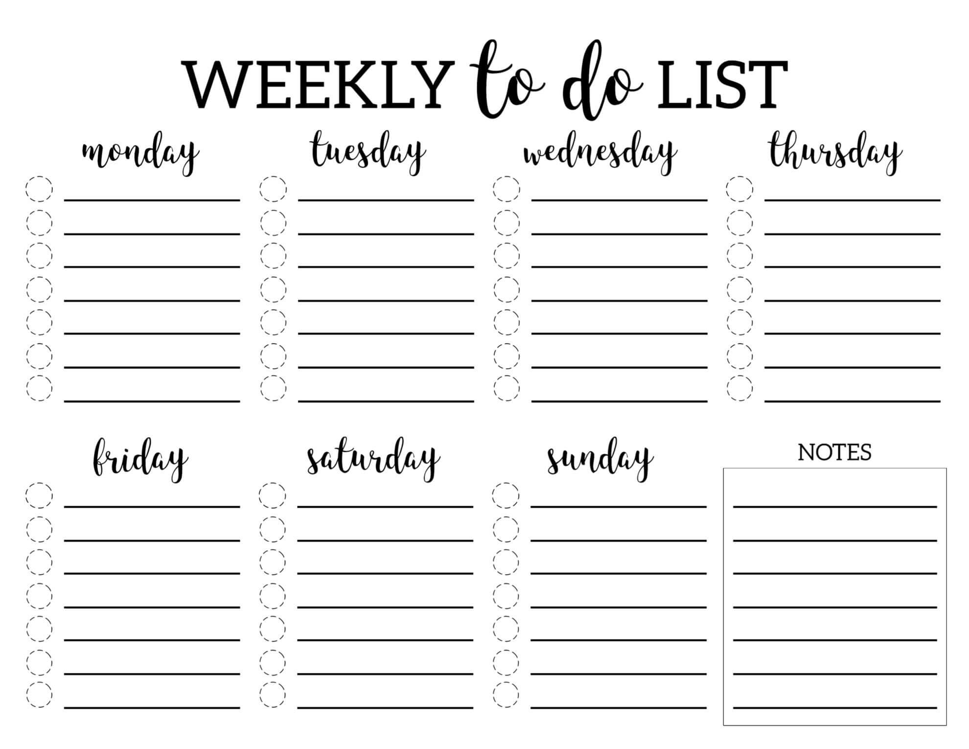 Weekly To Do List Printable Checklist Template – Paper Trail With Regard To Blank To Do List Template