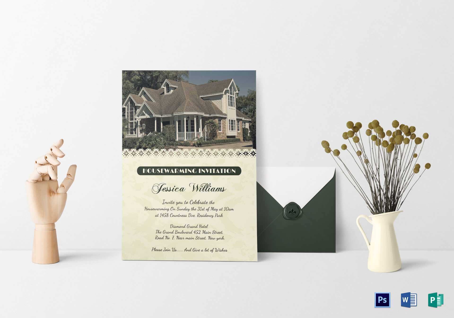 Welcoming Housewarming Invitation Card Template Inside Free Housewarming Invitation Card Template