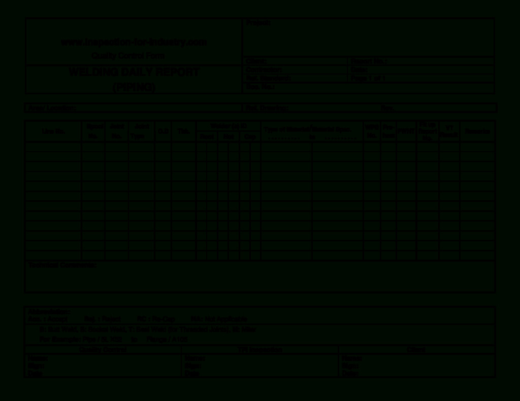 Welding Inspection Report Template | Tagua throughout Welding Inspection Report Template