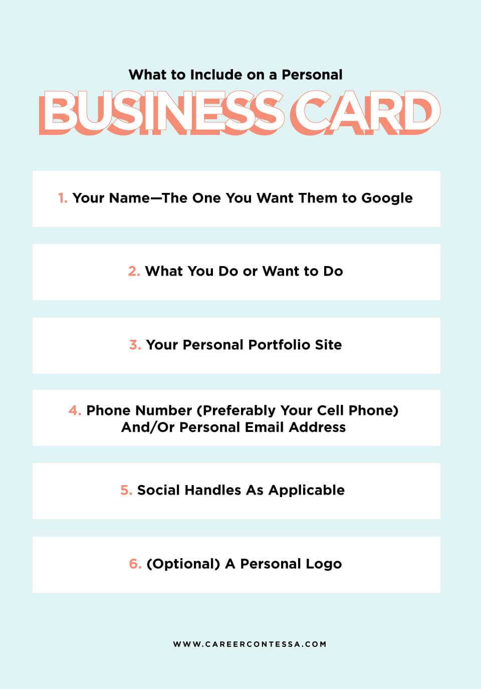 What To Put On A Personal Business Card (+ A Template Intended For Networking Card Template