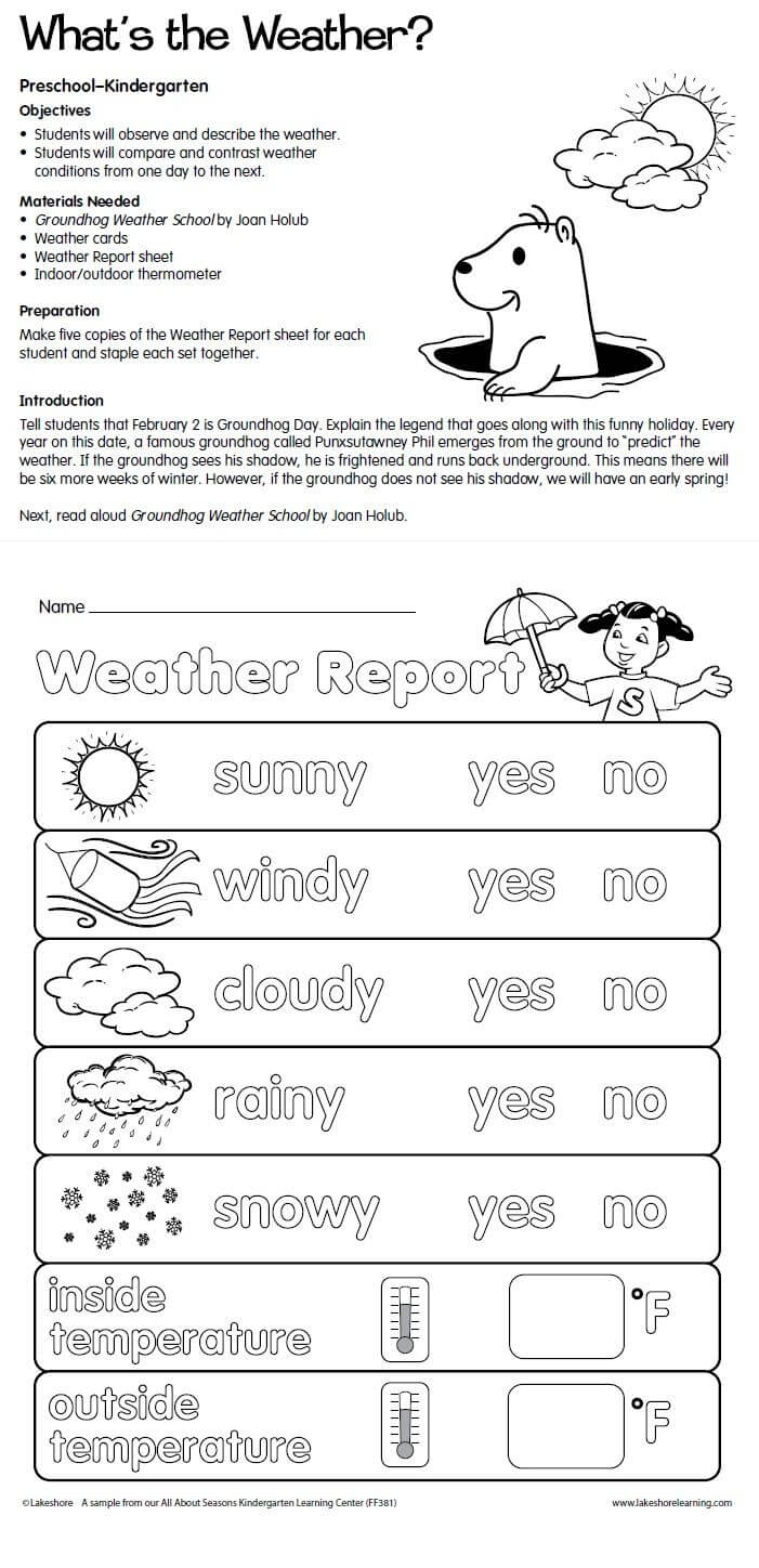 What's The Weather? Lesson Plan From Lakeshore Learning Regarding Kids Weather Report Template