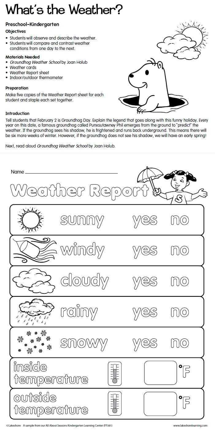 What's The Weather? Lesson Plan From Lakeshore Learning Regarding Kids Weather Report Template