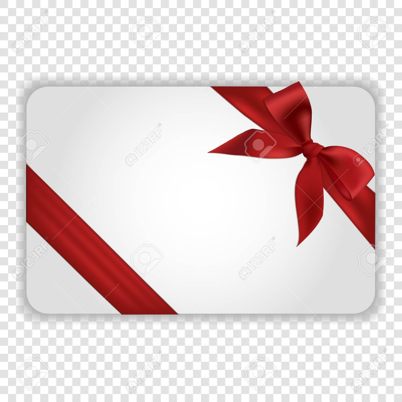 White Blank Gift Card Template With Red Ribbon And A Bow. Vector.. Regarding Present Card Template