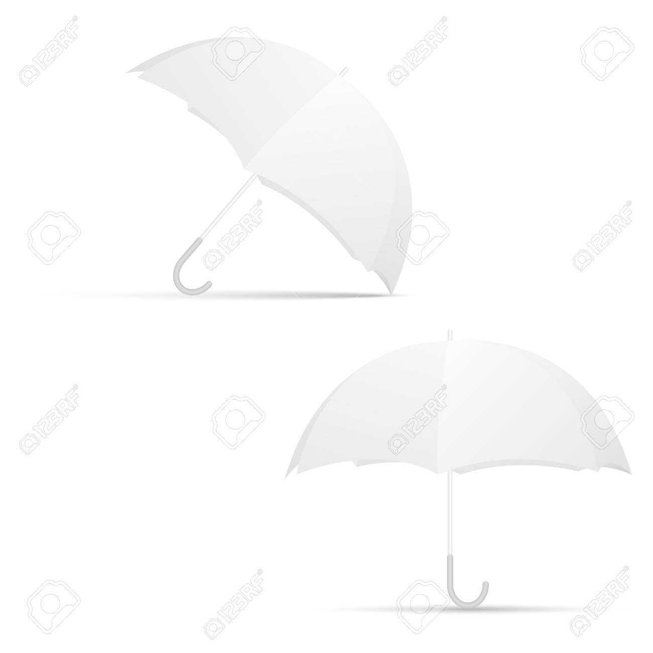 White Umbrella Blank Template. Vector. With Blank Umbrella Template