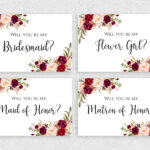 Will You Be My Bridesmaid Card Set Printable 4X6 Inches Template With  Flowers Bridesmaid Cards Pack Instant Download Pdf Jpeg Print Throughout Will You Be My Bridesmaid Card Template