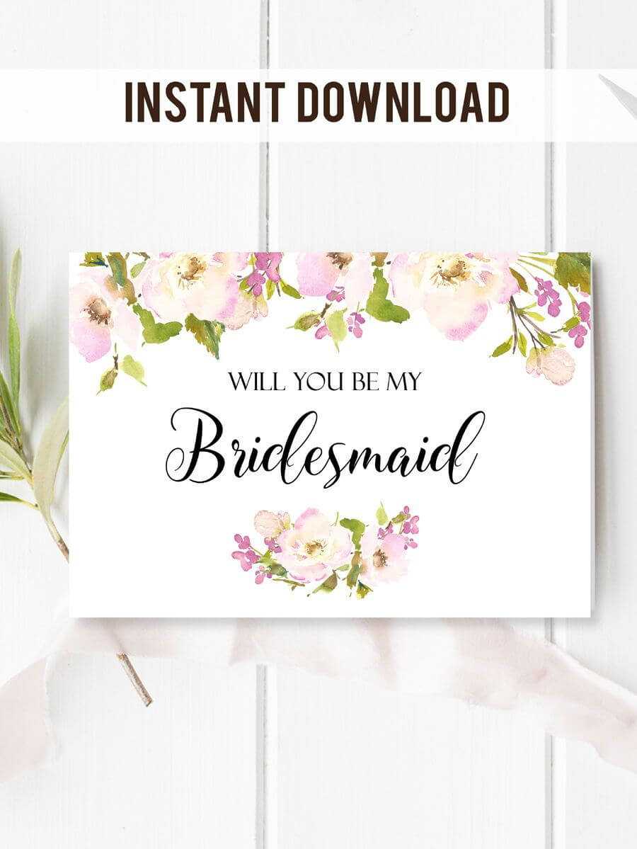 Will You Be My Bridesmaid Card. With Beautiful And Romantic For Will You Be My Bridesmaid Card Template