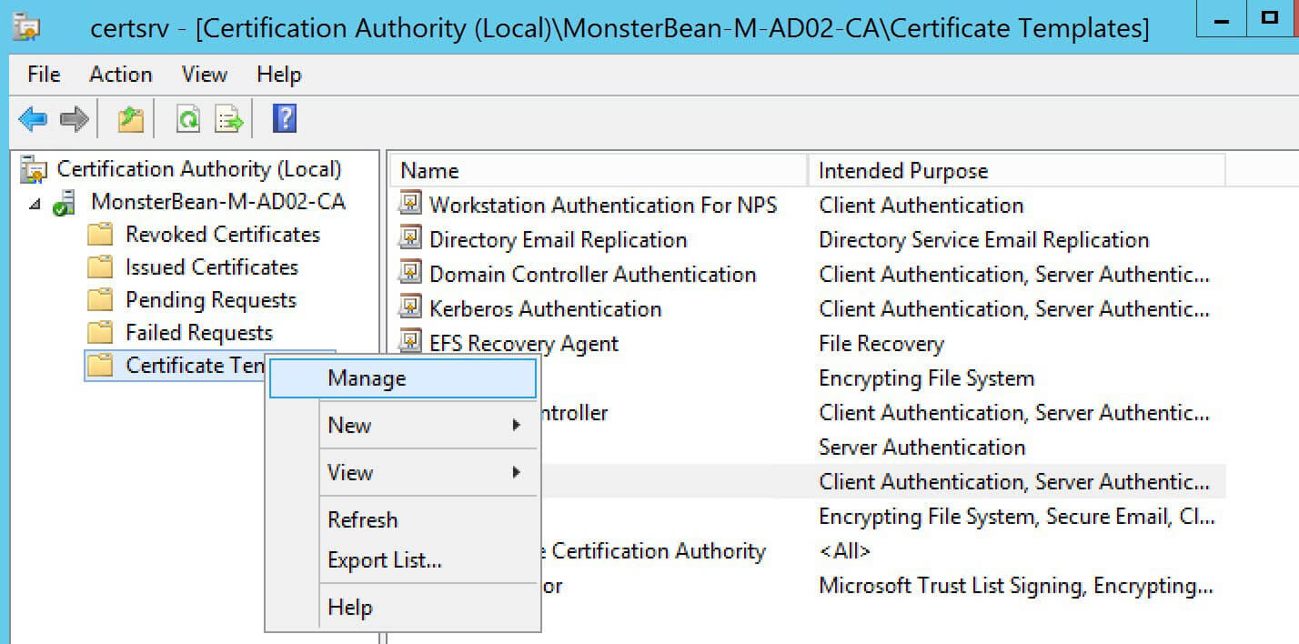 Windows 2012 R2 Nps With Eap Tls Authentication For Os X Regarding Workstation Authentication Certificate Template