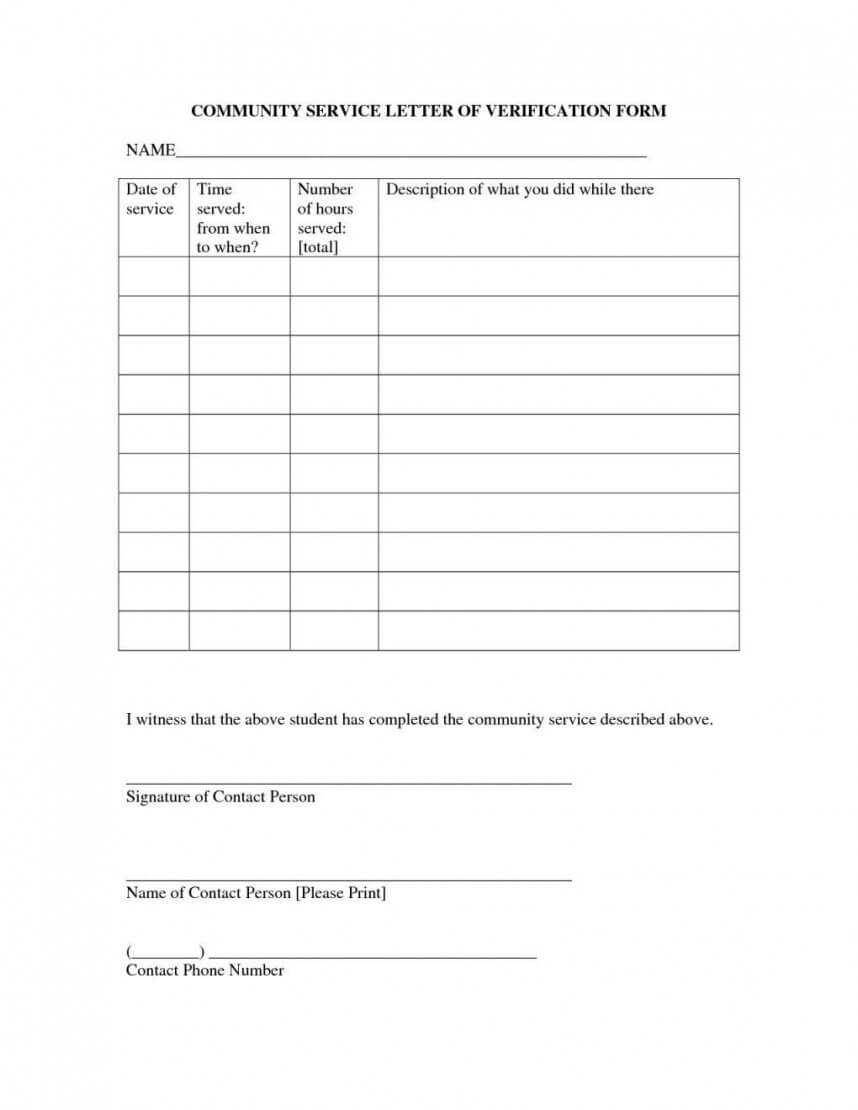 Wonderful Volunteer Hours Form Template Ideas Student Intended For Community Service Template Word