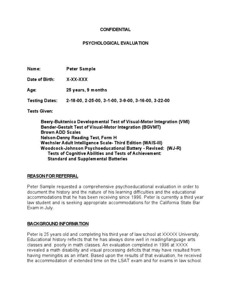 Woodcock Johnson Iv Sample Report Cognitive Achievement Wj For Psychoeducational Report Template