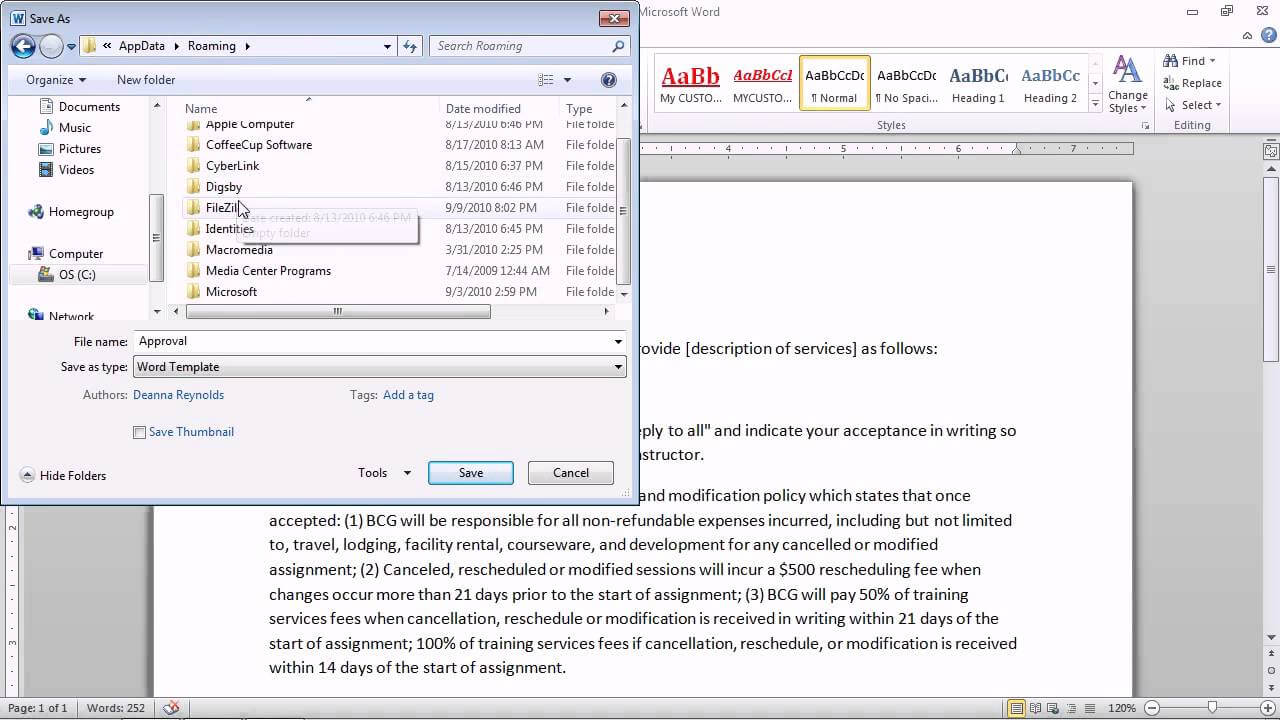Word 2010 – Save A Document As A Template For Future Documents Within Change The Normal Template In Word 2010