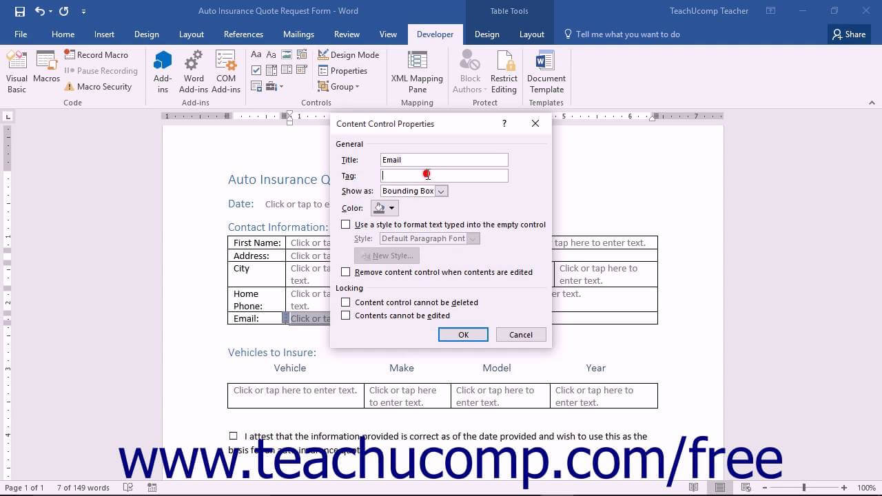 Word 2016 Tutorial Creating A Form Microsoft Training In How To Insert Template In Word