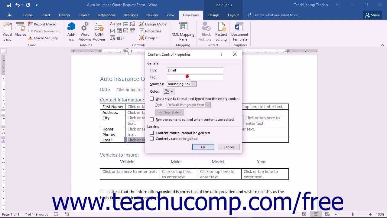 Word 2016 Tutorial Creating A Form Microsoft Training Throughout Creating Word Templates 2013