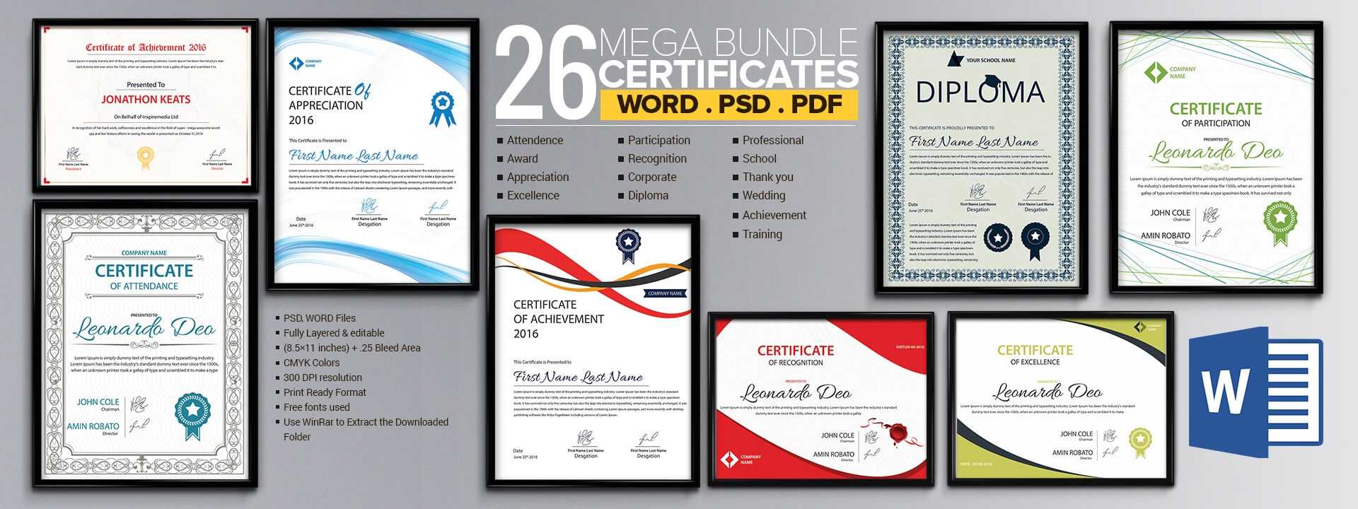 Word Certificate Template – 49+ Free Download Samples With Award Certificate Templates Word 2007