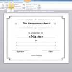 Word: Simple Mail Merge. Certificate Example In Award Certificate Templates Word 2007