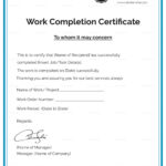 Work Completion Certificate Template In Good Job Certificate Template