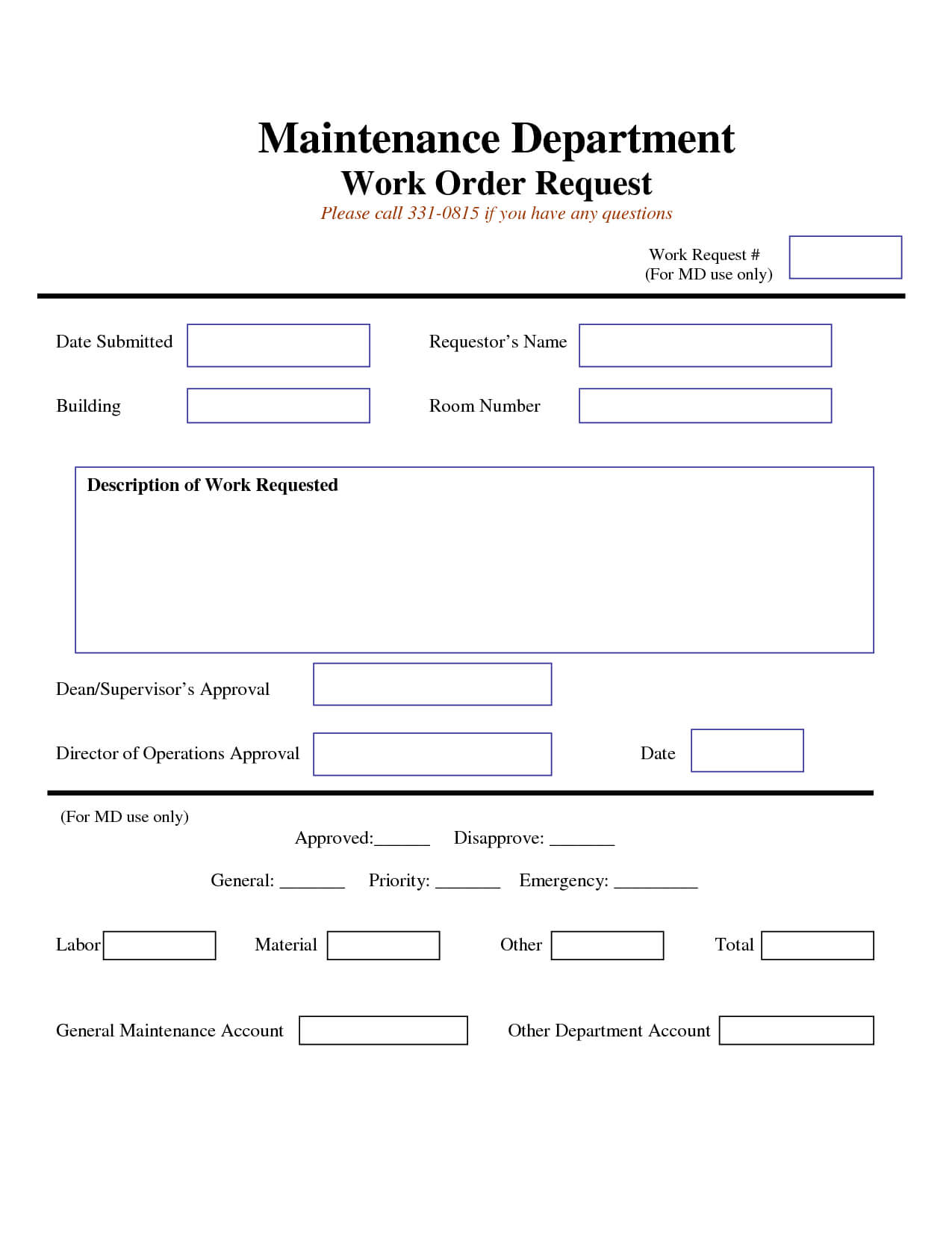 Work Request Form | Maintenance Work Order Request Form In Travel Request Form Template Word