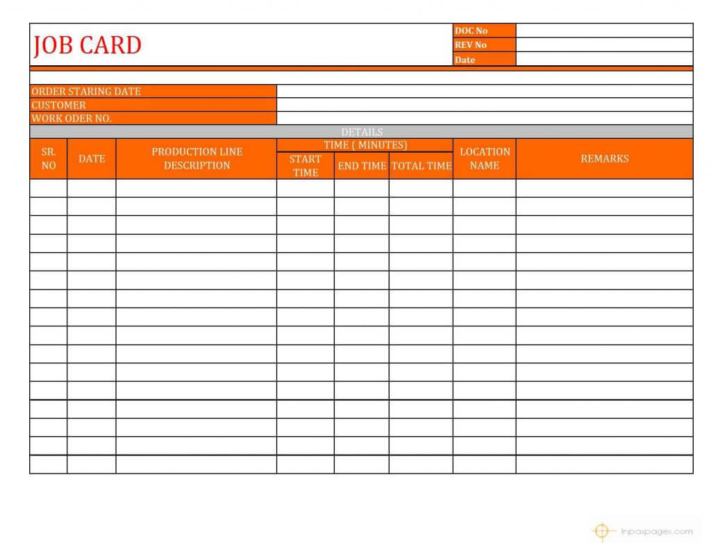 Workshop Job Sheet Template Auto Card Car Excel Downloade For Maintenance Job Card Template