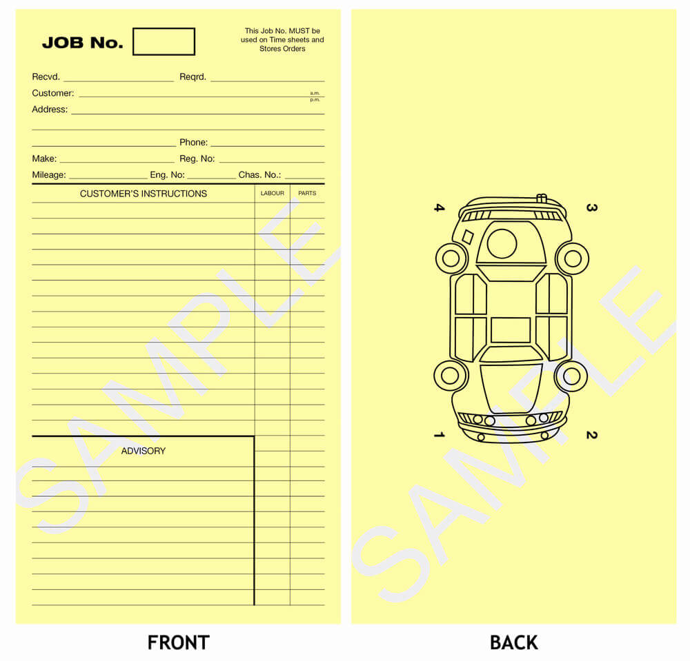 Workshop Job Sheet Template Card Pdf Automotive Download Inside Mechanic Job Card Template