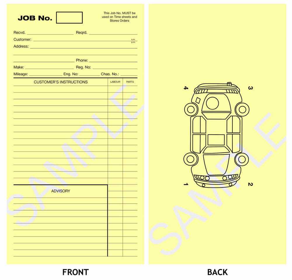 Workshop Job Sheet Template Card Pdf Automotive Download Inside Mechanic Job Card Template