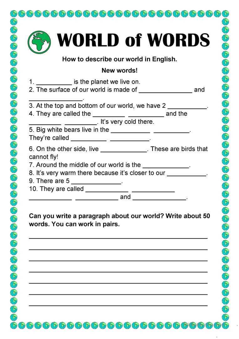 World Of Words – Vocabulary Building – English Esl Worksheets With Regard To Vocabulary Words Worksheet Template