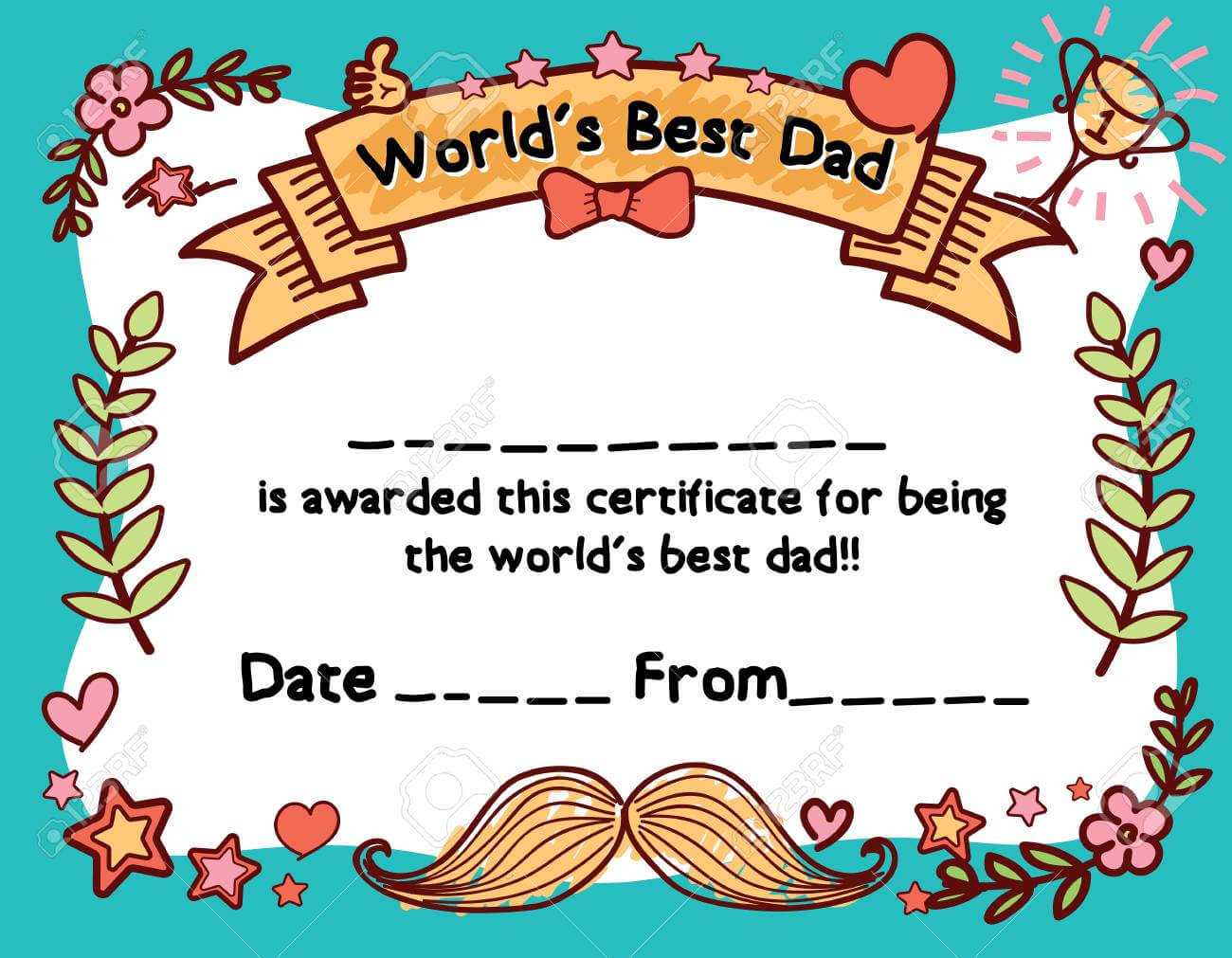 World's Best Dad Award Certificate Template For Father's Day Within Player Of The Day Certificate Template