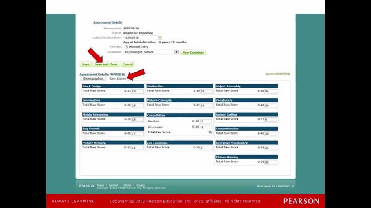 Wppsi Iv Sample Report Template Score Presentation In Wppsi Iv Report Template