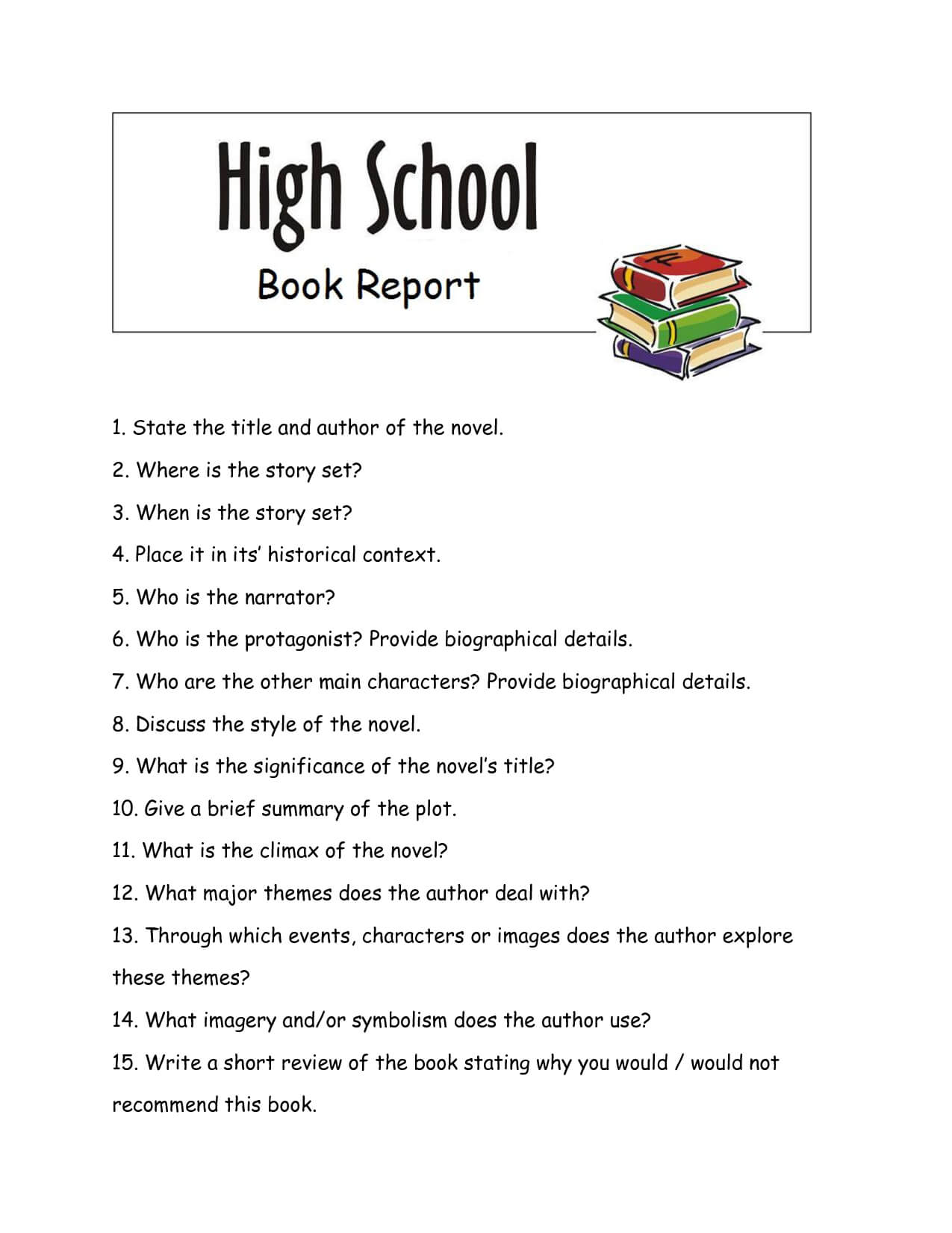 Writing A High School Book Report - How To Write A Book Pertaining To Book Report Template High School