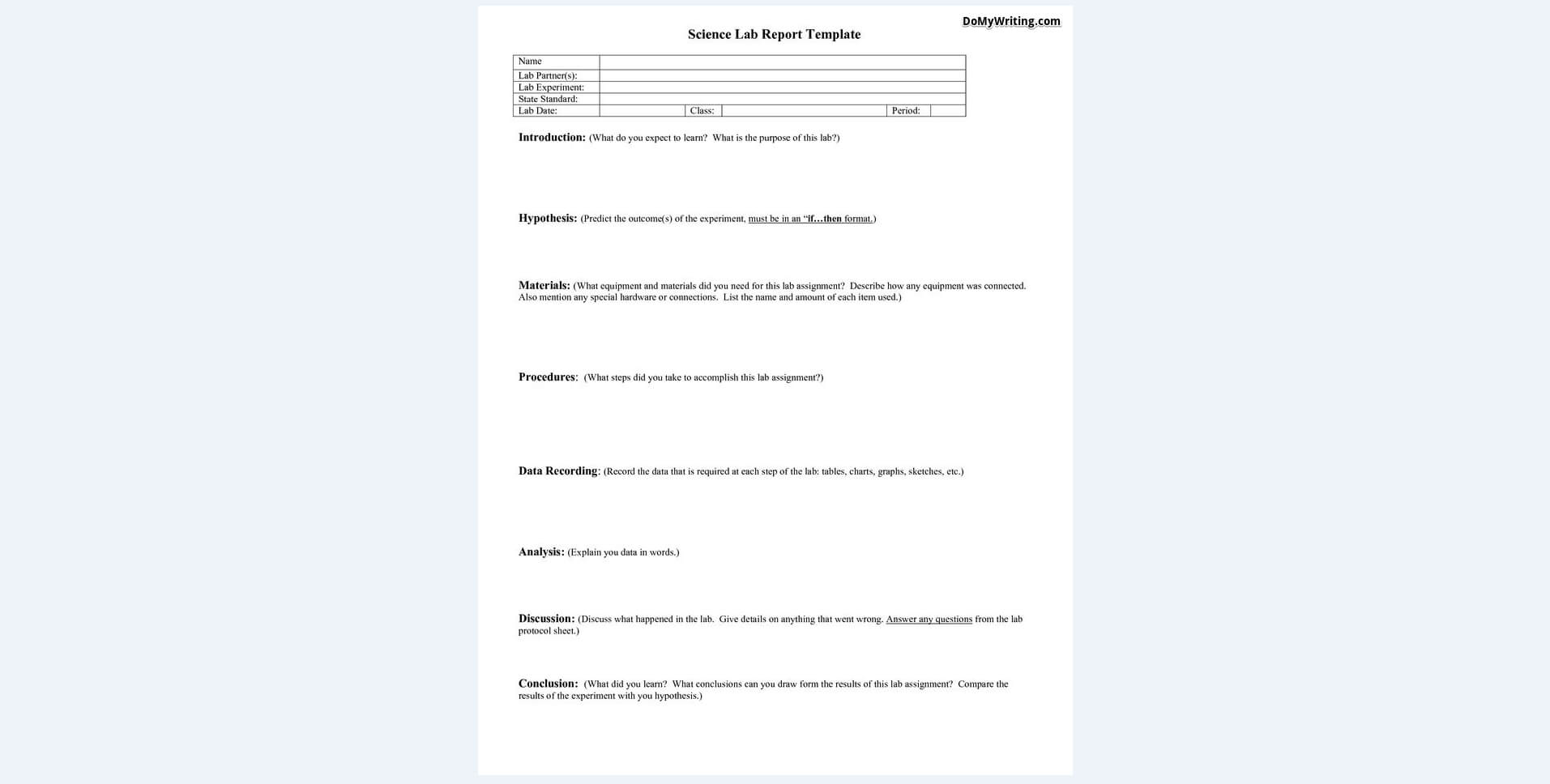 Writing A Lab Report: Everything A Student Should Know To For Introduction Template For Report