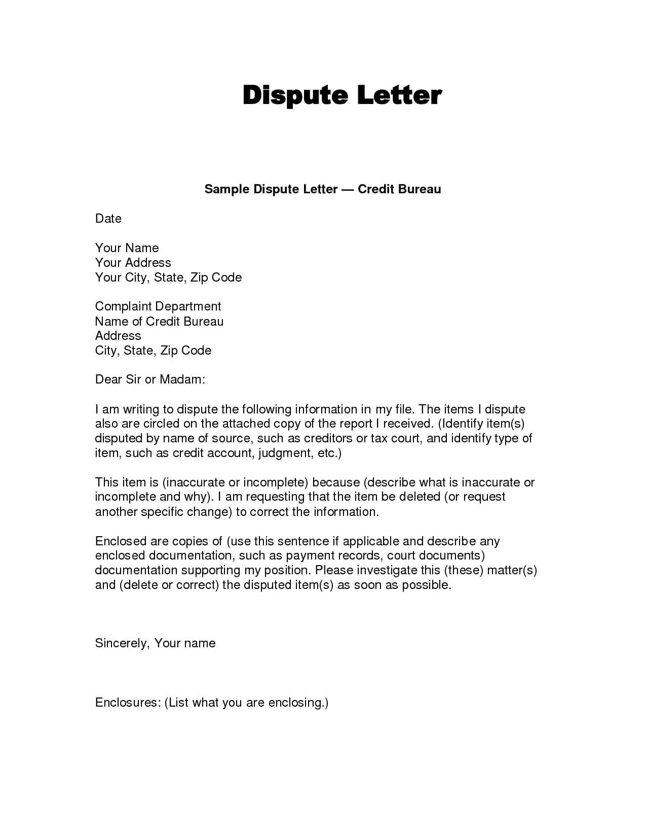 Writing Dispute Letter Format | Make A Habit 2019 | Credit for Credit Report Dispute Letter Template
