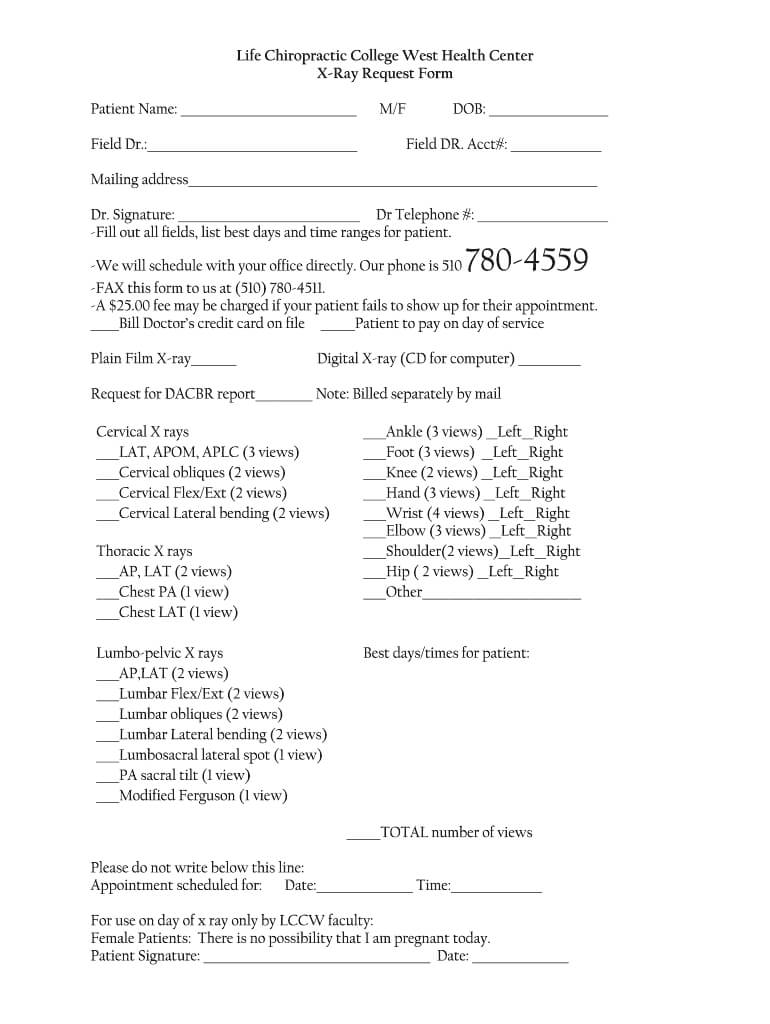 X Ray Form Chiropractic – Fill Online, Printable, Fillable With Chiropractic X Ray Report Template