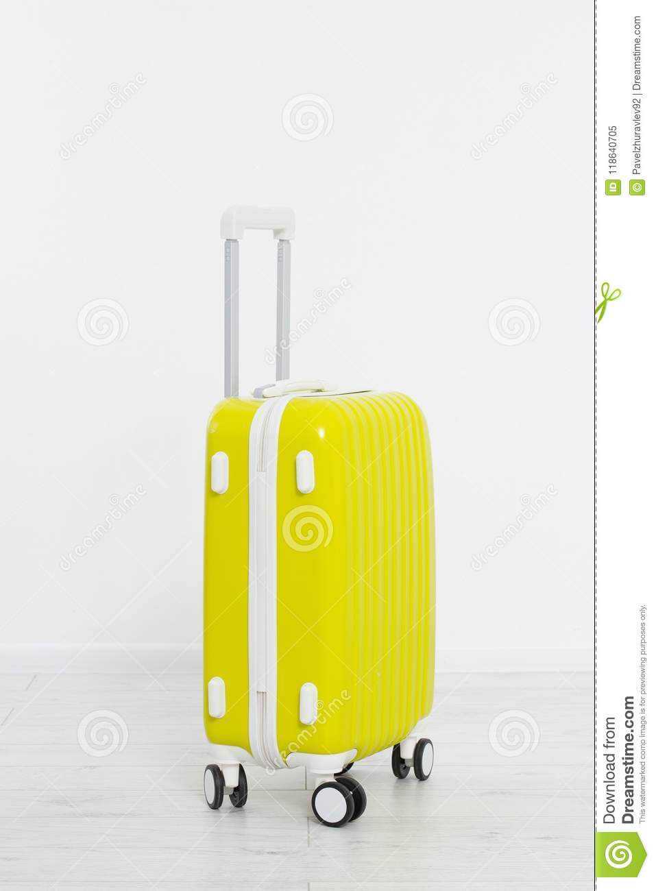 Yellow Suitcase On White Background .summer Holidays. Travel Throughout Blank Suitcase Template