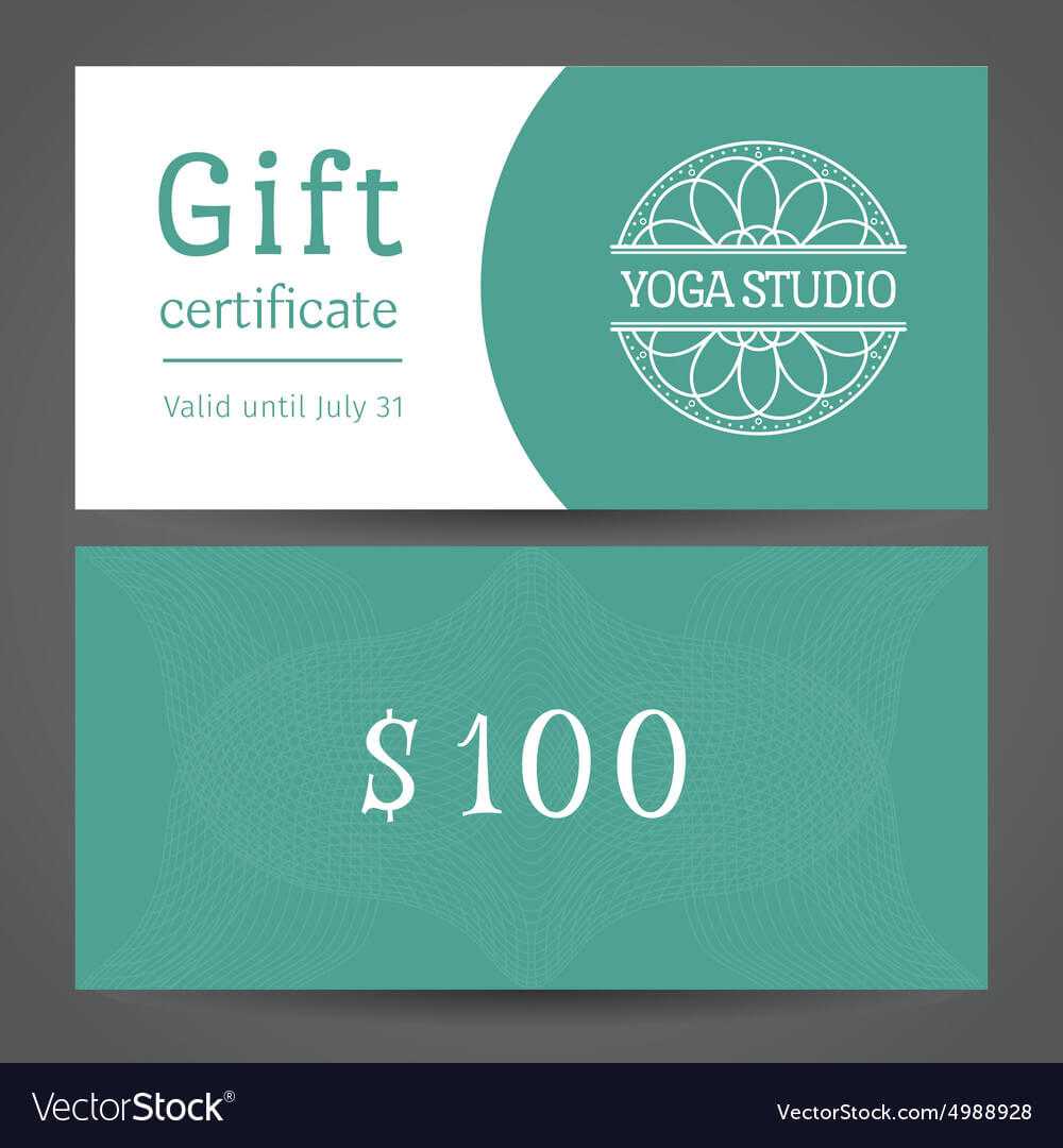 Yoga Studio Gift Certificate Template Vector Image On Vectorstock Within Yoga Gift Certificate Template Free