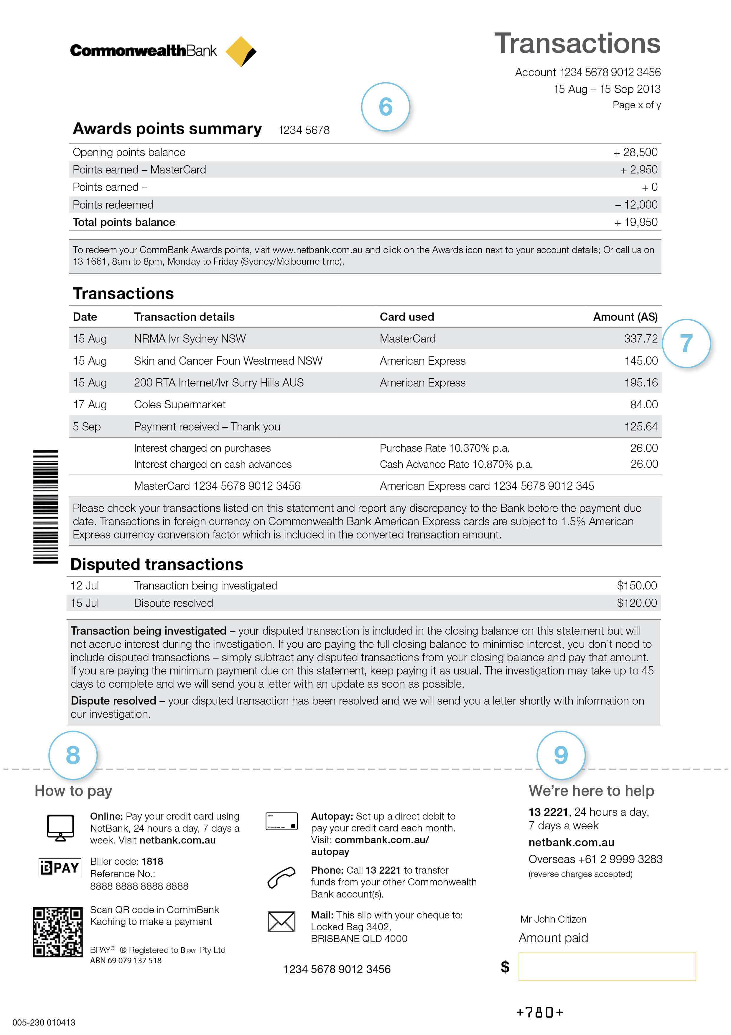 Your Guide To Statements – Commonwealth Bank Intended For Credit Card Statement Template