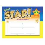 You're A Star! Award Gold Foil-Stamped Certificate with Star Award Certificate Template