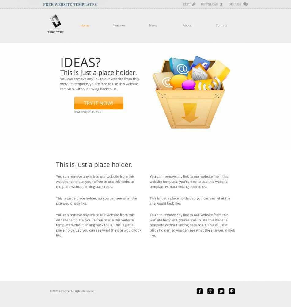 Zerotype A Blank Canvas Template – Web Template » All Free With Regard To Blank Food Web Template